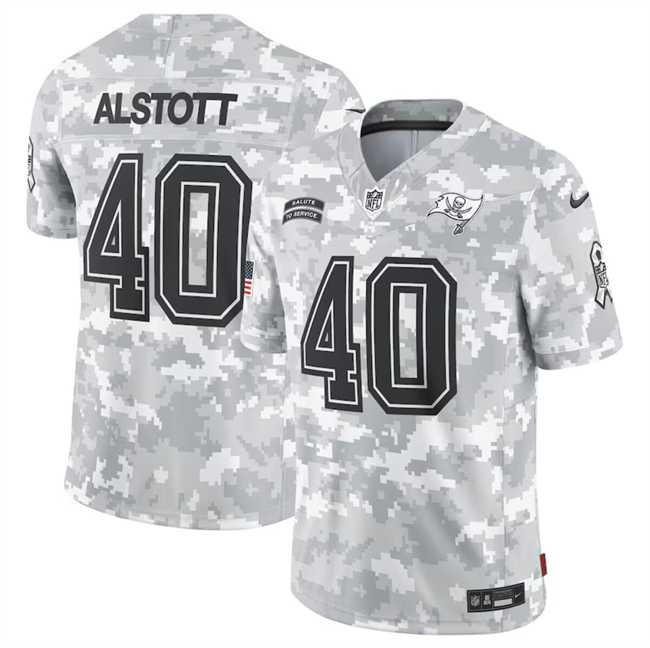 Men%27s Tampa Bay Buccaneers #40 Mike Alstott 2024 Arctic Camo Salute To Service Limited Stitched Jersey Dyin